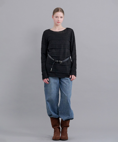 MICANE(ミケーネ)の「イリアナブークルシースルーニット(ニット/セーター・レディース・アイボリー/ブラック・X-LARGE/LARGE/MEDIUM/SMALL)」の5枚目の写真