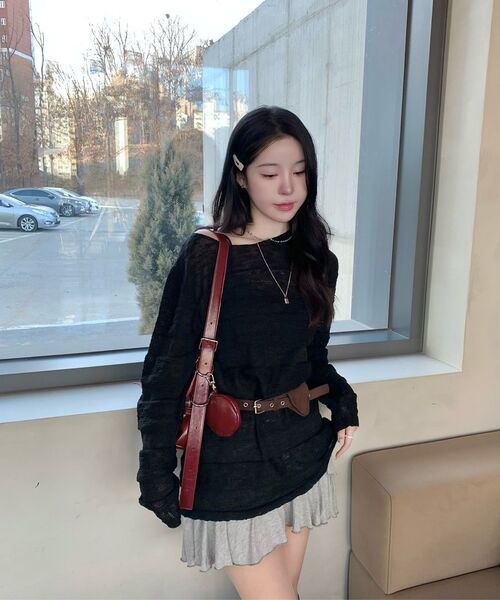 MICANE(ミケーネ)の「イリアナブークルシースルーニット(ニット/セーター・レディース・アイボリー/ブラック・X-LARGE/LARGE/MEDIUM/SMALL)」の8枚目の写真