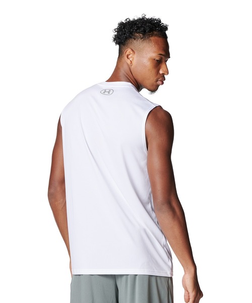 UNDER ARMOUR(アンダーアーマー)の「UAテック ワードマーク スリーブレス シャツ(トレーニング/メンズ)(タンクトップ・メンズ・ホワイト・3XL/M/L/XL)」の4枚目の写真