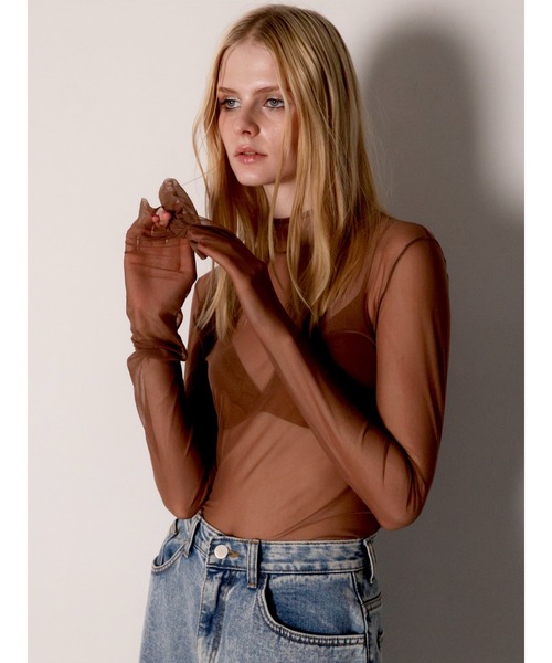 AMOMMA(アモマ)の「LONG SLEEVE SHEER TOPS(Tシャツ/カットソー・レディース・ブラウン・FREE)」の5枚目の写真