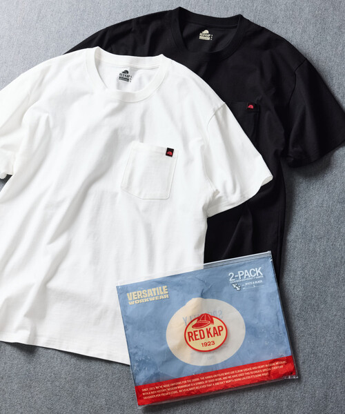 RED KAP（レッドキャップ）の「RED KAP/レッドキャップ 別注 2P クルーネック ショートスリーブ ワンポイントロゴ ポケットTee/2枚セット（Tシャツ/カットソー・メンズ・ブラック/その他9/ライトグレー/ホワイト・MEDIUM/X-LARGE/SMALL/LARGE）」の4枚目の写真
