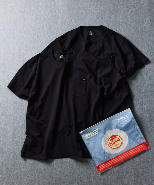RED KAP（レッドキャップ）の「RED KAP/レッドキャップ 別注 2P クルーネック ショートスリーブ ワンポイントロゴ ポケットTee/2枚セット（Tシャツ/カットソー・メンズ・ブラック/その他9/ライトグレー/ホワイト・MEDIUM/X-LARGE/SMALL/LARGE）」の2枚目の写真
