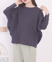無地OE天竺布帛使いコクーン7分袖PO