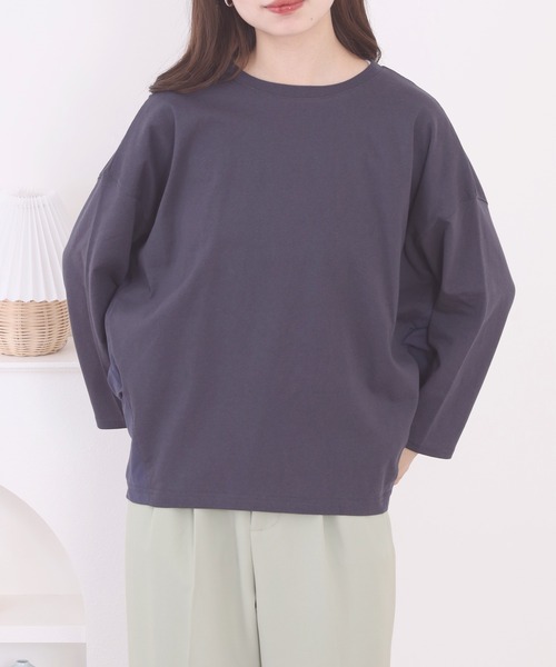 FUNALIVE（ファンアライブ）の「無地OE天竺布帛使いコクーン７分袖PO（Tシャツ/カットソー・レディース・オフホワイト/ライトブルー/チャコール/ライトカーキ・M-L）」の12枚目の写真