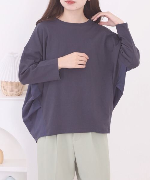 FUNALIVE（ファンアライブ）の「無地OE天竺布帛使いコクーン７分袖PO（Tシャツ/カットソー・レディース・オフホワイト/ライトブルー/チャコール/ライトカーキ・M-L）」の14枚目の写真