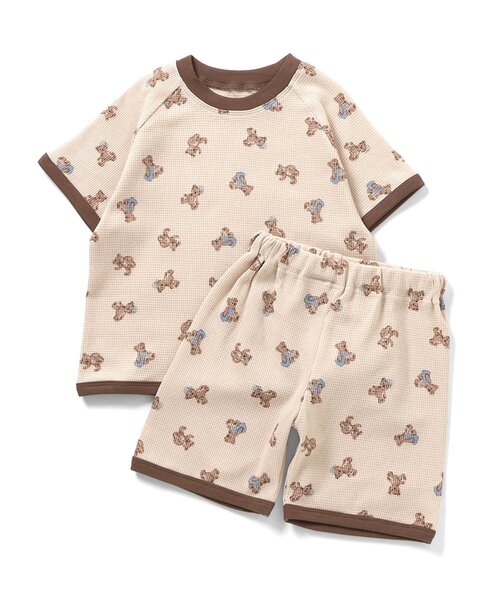 apres les cours（アプレレクール）の「くま・恐竜・サファリ柄 半袖ワッフルパジャマ（ルームウェア/パジャマ・キッズ・カーキ/ベージュ/ブルー・130/120/110/100/90/80）」の18枚目の写真