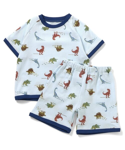 apres les cours（アプレレクール）の「くま・恐竜・サファリ柄 半袖ワッフルパジャマ（ルームウェア/パジャマ・キッズ・カーキ/ベージュ/ブルー・130/120/110/100/90/80）」の11枚目の写真