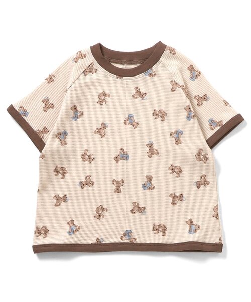 apres les cours（アプレレクール）の「くま・恐竜・サファリ柄 半袖ワッフルパジャマ（ルームウェア/パジャマ・キッズ・カーキ/ベージュ/ブルー・130/120/110/100/90/80）」の9枚目の写真