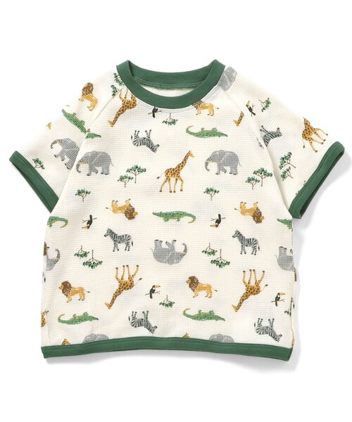 apres les cours（アプレレクール）の「くま・恐竜・サファリ柄 半袖ワッフルパジャマ（ルームウェア/パジャマ・キッズ・カーキ/ベージュ/ブルー・130/120/110/100/90/80）」の7枚目の写真