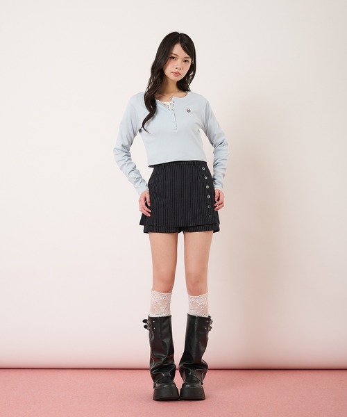 hazyl(ヘイジル)の「button design skort/ボタンデザインスカパン(スカート・レディース・グレー/ネイビー・MEDIUM/SMALL)」の19枚目の写真