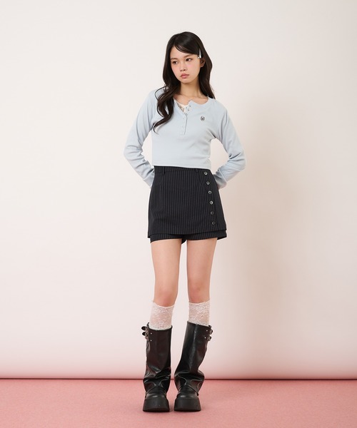 hazyl(ヘイジル)の「button design skort/ボタンデザインスカパン(スカート・レディース・グレー/ネイビー・MEDIUM/SMALL)」の20枚目の写真