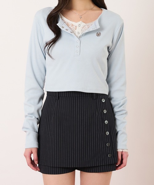 hazyl(ヘイジル)の「button design skort/ボタンデザインスカパン(スカート・レディース・グレー/ネイビー・MEDIUM/SMALL)」の16枚目の写真