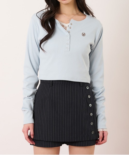 hazyl(ヘイジル)の「button design skort/ボタンデザインスカパン(スカート・レディース・グレー/ネイビー・MEDIUM/SMALL)」の18枚目の写真