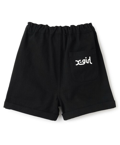 X-girl Stages（エックスガールステージス）の「【人気商品再入荷】【直営店で取り扱い無し】ワッペンつき三分丈折り返しショートパンツ（その他パンツ・キッズ・オレンジ/ブラック・140cm/100cm/130cm/110cm/120cm）」の5枚目の写真