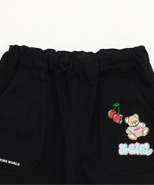 X-girl Stages（エックスガールステージス）の「【人気商品再入荷】【直営店で取り扱い無し】ワッペンつき三分丈折り返しショートパンツ（その他パンツ・キッズ・オレンジ/ブラック・140cm/100cm/130cm/110cm/120cm）」の6枚目の写真