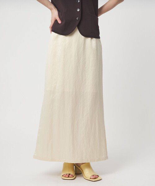 EMMEL REFINES(エメルリファインズ)の「<EMMEL REFINES>EM サテン ナロー スカート(スカート・レディース・ナチュラル/レッド・S/M)」の2枚目の写真