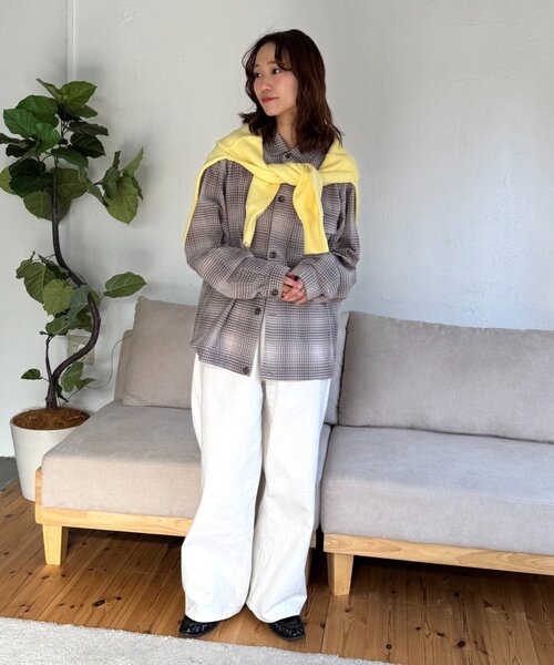 CIAOPANIC TYPY(チャオパニックティピー)の「【着心地◎】ユニセックス/シアサッカーフェードチェックシャツ(シャツ/ブラウス・メンズ・グリーン/ベージュ/グレー・MEDIUM/LARGE)」の7枚目の写真