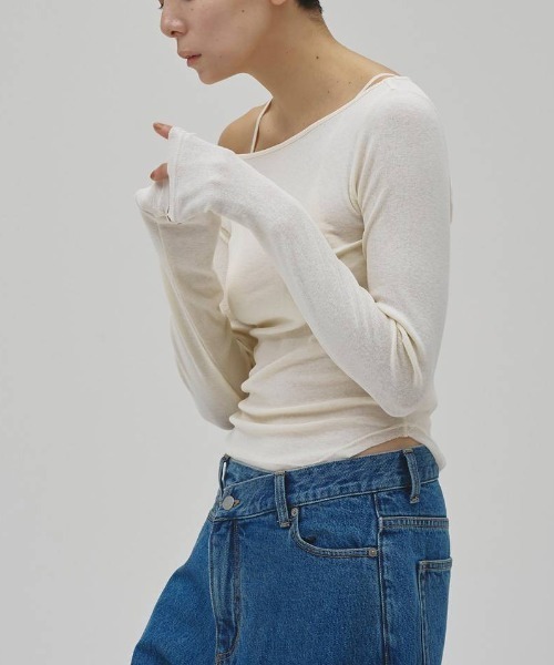 TODAYFUL（トゥデイフル）の「TODAYFUL　Soft Fraise Tops ソフトフライストップス/12620603（Tシャツ/カットソー・レディース・スミクロ/グレー/アイボリー・ONE SIZE）」の7枚目の写真