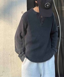 AS KNOW AS plus | 〇ワッフル ヘンリーネック 長袖Tシャツ 【UNISEX ITEM】(Tシャツ/カットソー)