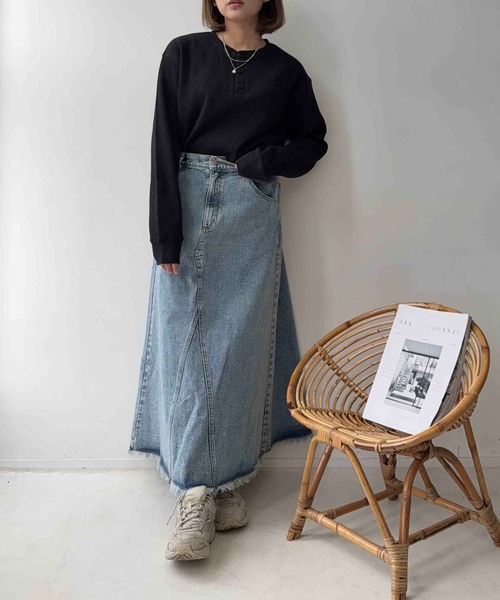 AS KNOW AS plus(アズノゥアズプラス)の「〇ワッフル ヘンリーネック 長袖Tシャツ 【UNISEX ITEM】(Tシャツ/カットソー・レディース・ブラック/ネイビー系/ブラック系・FREE)」の19枚目の写真