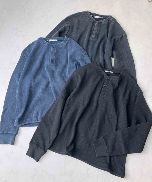 AS KNOW AS plus(アズノゥアズプラス)の「〇ワッフル ヘンリーネック 長袖Tシャツ 【UNISEX ITEM】(Tシャツ/カットソー・レディース・ブラック/ネイビー系/ブラック系・FREE)」の8枚目の写真