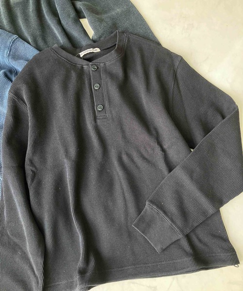 AS KNOW AS plus(アズノゥアズプラス)の「〇ワッフル ヘンリーネック 長袖Tシャツ 【UNISEX ITEM】(Tシャツ/カットソー・レディース・ブラック/ネイビー系/ブラック系・FREE)」の10枚目の写真
