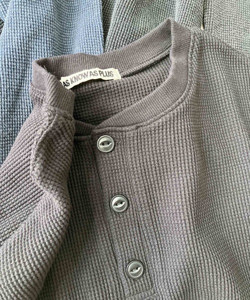 AS KNOW AS plus(アズノゥアズプラス)の「〇ワッフル ヘンリーネック 長袖Tシャツ 【UNISEX ITEM】(Tシャツ/カットソー・レディース・ブラック/ネイビー系/ブラック系・FREE)」の14枚目の写真