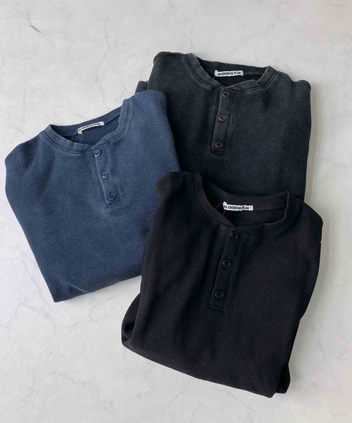 AS KNOW AS plus(アズノゥアズプラス)の「〇ワッフル ヘンリーネック 長袖Tシャツ 【UNISEX ITEM】(Tシャツ/カットソー・レディース・ブラック/ネイビー系/ブラック系・FREE)」の9枚目の写真