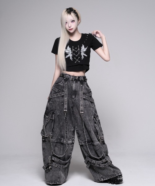 REFLEM(レフレム)の「『REFLEM/レフレム』テレコレイヤードクロップトップス(Tシャツ/カットソー・レディース・ブラック/グレー・M/L)」の7枚目の写真