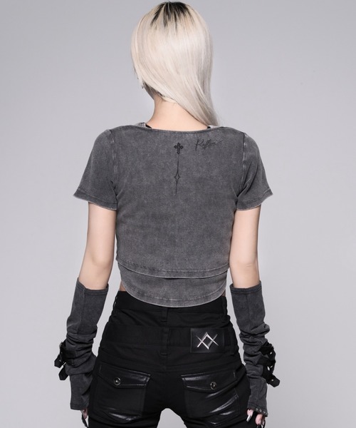 REFLEM(レフレム)の「『REFLEM/レフレム』テレコレイヤードクロップトップス(Tシャツ/カットソー・レディース・ブラック/グレー・M/L)」の11枚目の写真