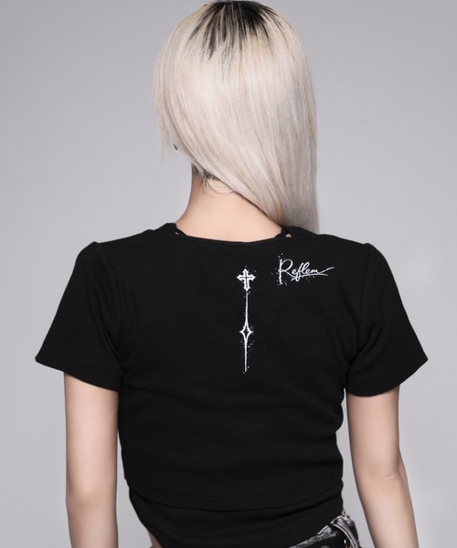 REFLEM(レフレム)の「『REFLEM/レフレム』テレコレイヤードクロップトップス(Tシャツ/カットソー・レディース・ブラック/グレー・M/L)」の6枚目の写真