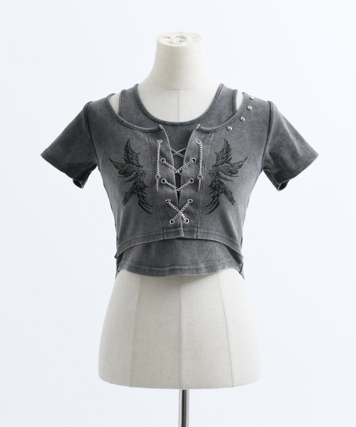 REFLEM(レフレム)の「『REFLEM/レフレム』テレコレイヤードクロップトップス(Tシャツ/カットソー・レディース・ブラック/グレー・M/L)」の18枚目の写真