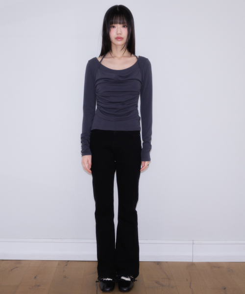 ROSEFRANTZ（ロゼフランツ）の「Drape Layered Halter Long Sleeve [Charcoal]（Tシャツ/カットソー・レディース・チャコールグレー・OS）」の13枚目の写真