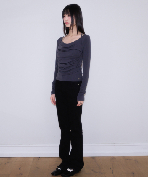 ROSEFRANTZ（ロゼフランツ）の「Drape Layered Halter Long Sleeve [Charcoal]（Tシャツ/カットソー・レディース・チャコールグレー・OS）」の14枚目の写真