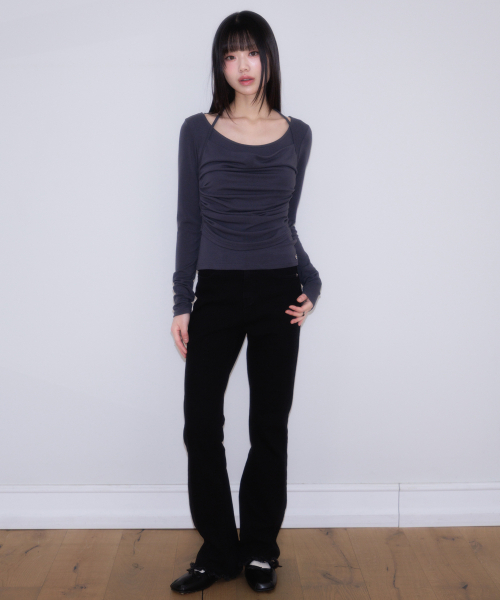 ROSEFRANTZ（ロゼフランツ）の「Drape Layered Halter Long Sleeve [Charcoal]（Tシャツ/カットソー・レディース・チャコールグレー・OS）」の15枚目の写真