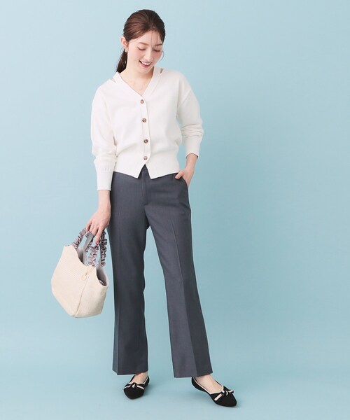 index(インデックス)の「ラメリリースリットVネックカーディガン【洗濯機OK】(カーディガン/ボレロ・レディース・ピンク系1/オフホワイト/チャコールグレー/ブルー・00)」の6枚目の写真