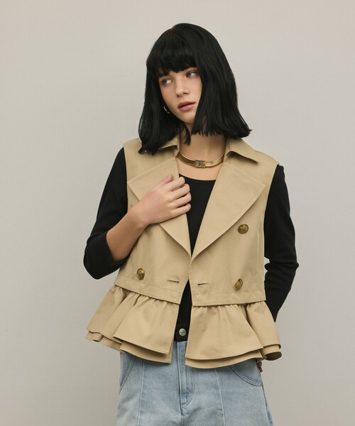 Diagram（ダイアグラム）の「ペプラムトレンチベスト（ベスト・レディース・キナリ/ベージュ・36/38）」の2枚目の写真