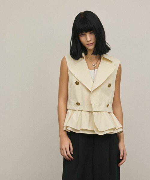 Diagram（ダイアグラム）の「ペプラムトレンチベスト（ベスト・レディース・キナリ/ベージュ・36/38）」の3枚目の写真