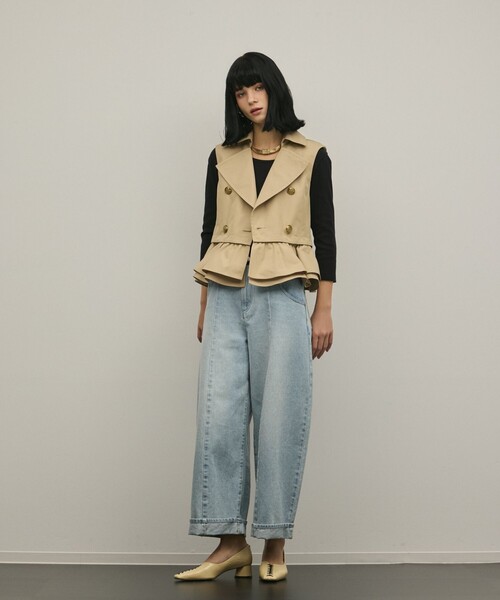 Diagram（ダイアグラム）の「ペプラムトレンチベスト（ベスト・レディース・キナリ/ベージュ・36/38）」の12枚目の写真