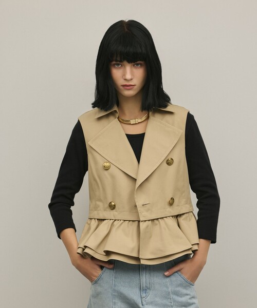 Diagram（ダイアグラム）の「ペプラムトレンチベスト（ベスト・レディース・キナリ/ベージュ・36/38）」の16枚目の写真