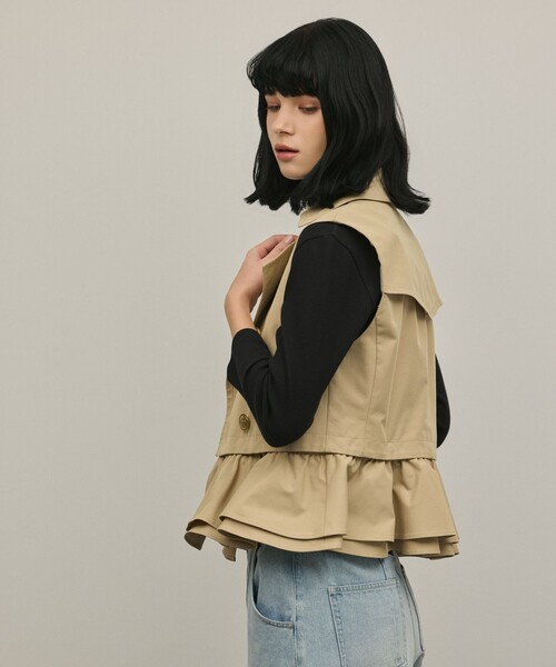 Diagram（ダイアグラム）の「ペプラムトレンチベスト（ベスト・レディース・キナリ/ベージュ・36/38）」の17枚目の写真