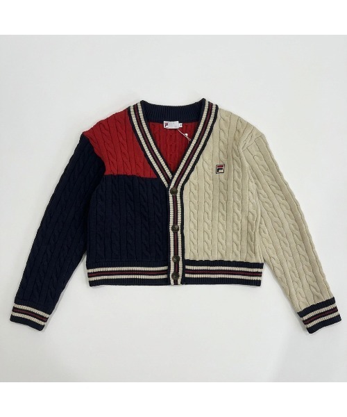 FILA（フィラ）の「KNIT CARDIGAN / ニットカーディガン（カーディガン/ボレロ・レディース・ネイビー/ベージュ/グリーン・XL/L/M）」の8枚目の写真