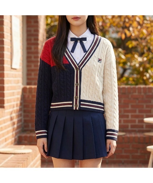 FILA（フィラ）の「KNIT CARDIGAN / ニットカーディガン（カーディガン/ボレロ・レディース・ネイビー/ベージュ/グリーン・XL/L/M）」の7枚目の写真