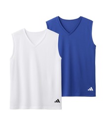 adidas（アディダス）の「adidas アディダス Vネックスリーブレス ワンポイントロゴ 2枚組 メッシュタイプ（インナーウェア/肌着）」
