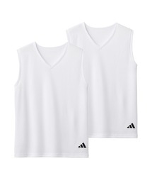 adidas（アディダス）の「adidas アディダス Vネックスリーブレス ワンポイントロゴ 2枚組 メッシュタイプ（インナーウェア/肌着）」