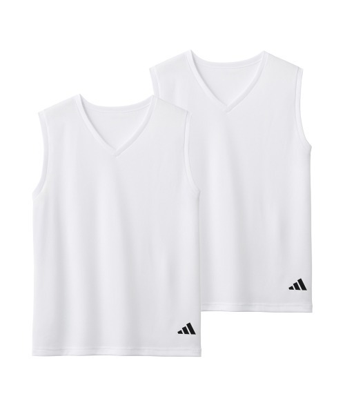 adidas/アディダス Vネックスリーブレス ワンポイントロゴ 2枚組