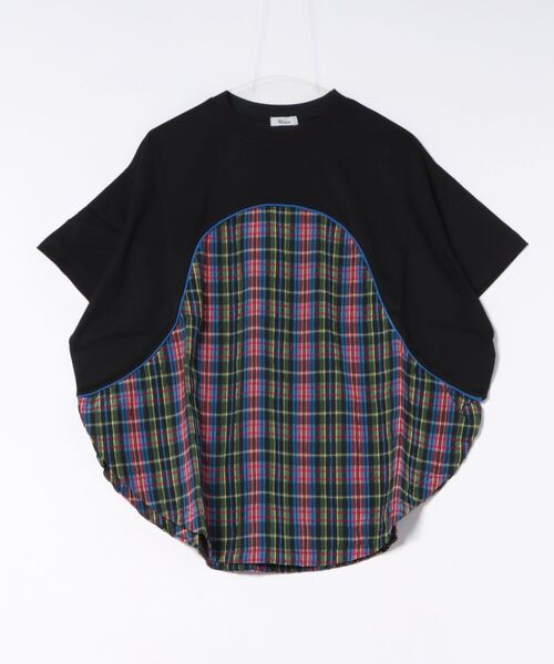 unica(ユニカ)の「まんまる切り替えTシャツ laides(Tシャツ/カットソー・レディース・ブラック/オフホワイト/ブルー・F)」の2枚目の写真