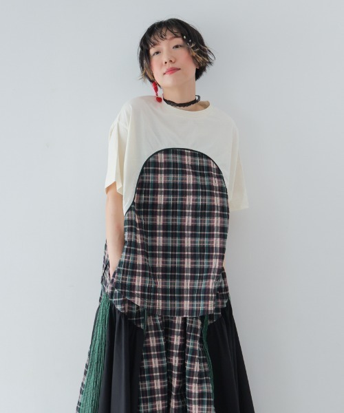 unica(ユニカ)の「まんまる切り替えTシャツ laides(Tシャツ/カットソー・レディース・ブラック/オフホワイト/ブルー・F)」の1枚目の写真