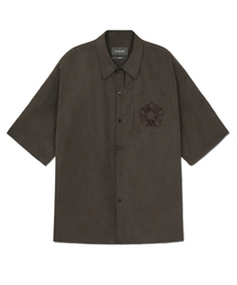 ULKIN（ウルキン）の「ナイロンムング 半袖シャツ_ブラウン（シャツ/ブラウス）」