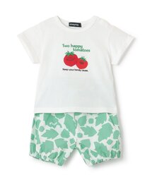 kladskap | トマトアップリケ半袖Tシャツセットアップ(ロンパース)
